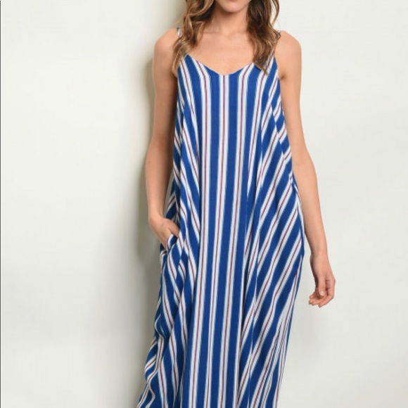 Blue/white strip pocket dress - Picture 2 of 3